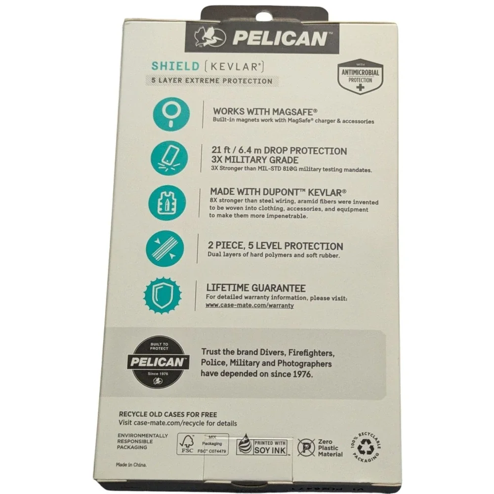 BB. Pelican Shield Kevlar, W/MagSafe Case and Holster For iPhone 15 Pro In Black